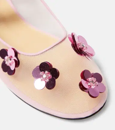 Mach & Mach Sequined leather-trimmed Mary Jane flats | Thumbnail 2