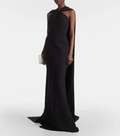 Safiyaa Lilien caped crepe gown | Thumbnail 4
