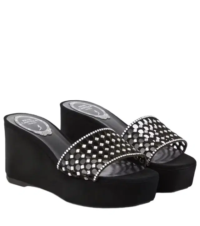 Rene Caovilla Embellished suede platform slides