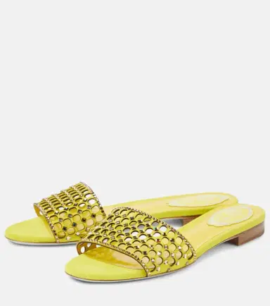 René Caovilla Crystal-embellished suede slides | Thumbnail 4