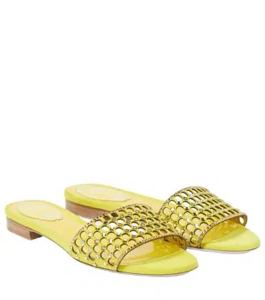 René Caovilla Crystal-embellished suede slides | Thumbnail 1