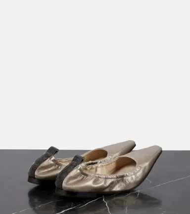 Brunello Cucinelli Metallic leather ballet flats | Thumbnail 5