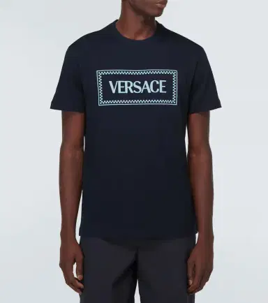 Versace Logo embroidered cotton jersey T-shirt | Thumbnail 3