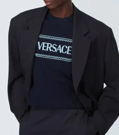 Versace Logo embroidered cotton jersey T-shirt | Thumbnail 5