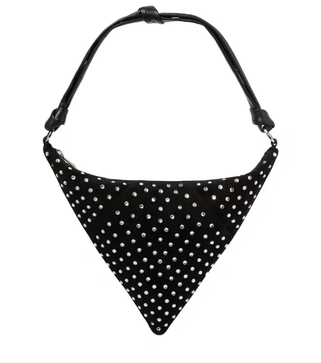 Amina Muaddi Cameron embellished suede shoulder bag