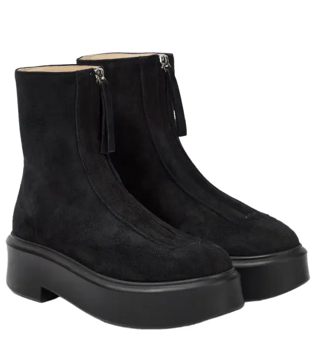 The Row Zipped suede ankle boots