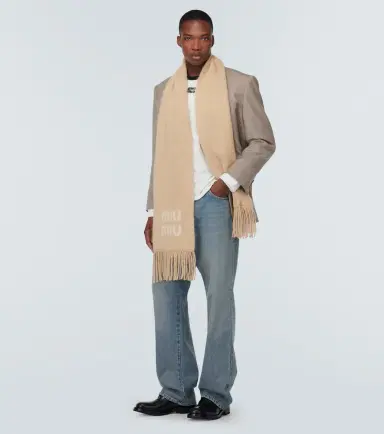 Miu Miu Logo mohair and wool-blend scarf | Thumbnail 2