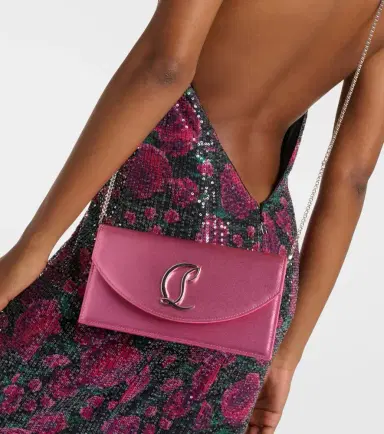 Christian Louboutin Loubi54 Small leather-trimmed silk clutch | Thumbnail 4