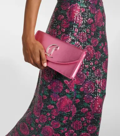 Christian Louboutin Loubi54 Small leather-trimmed silk clutch | Thumbnail 5
