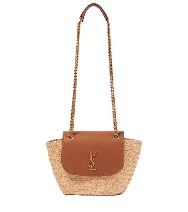 Manon Mini raffia and leather shoulder bag