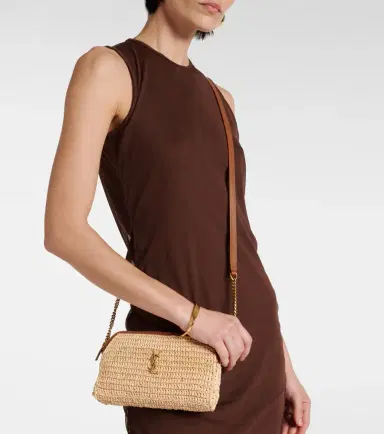 Saint Laurent Gaby leather-trimmed raffia shoulder bag | Thumbnail 6 Saint Laurent Gaby leather-trimmed raffia shoulder bag | Thumbnail 6
