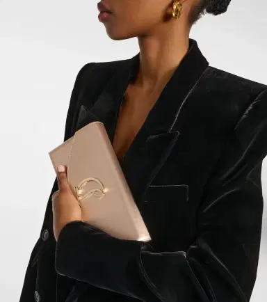 Christian Louboutin Loubi54 Small leather-trimmed silk clutch | Thumbnail 4