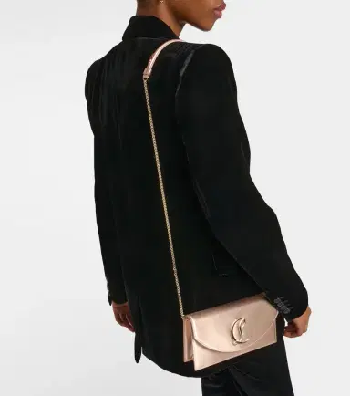 Christian Louboutin Loubi54 Small leather-trimmed silk clutch | Thumbnail 6