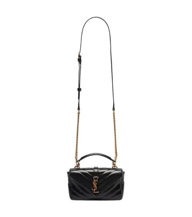 Saint Laurent College Mini metalassé leather shoulder bag