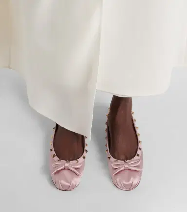 Valentino Garavani Rockstud leather-trimmed satin ballet flats | Thumbnail 6