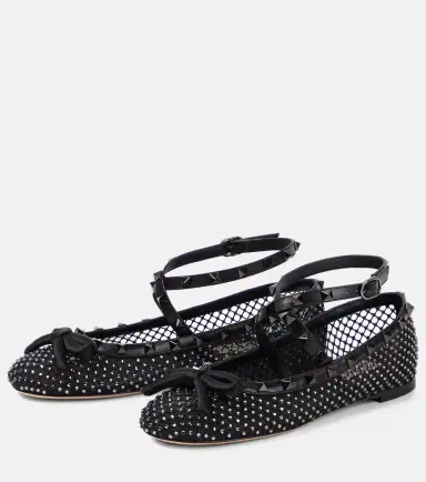 Valentino Garavani Rockstud embellished mesh ballet flats | Thumbnail 2 Valentino Garavani Rockstud embellished mesh ballet flats | Thumbnail 2