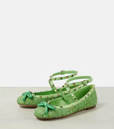 Valentino Garavani Rockstud tweed lamé ballet flats | Thumbnail 4 Valentino Garavani Rockstud tweed lamé ballet flats | Thumbnail 4