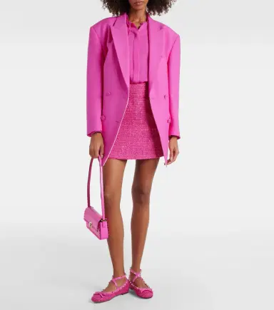 Valentino Garavani Rockstud leather-trimmed bouclé ballet flats | Thumbnail 2