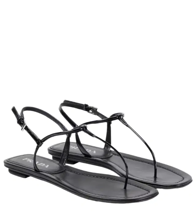 Patent leather thong sandals