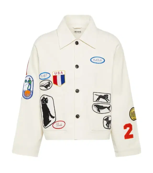 Cambridge patch-appliqué cotton canvas jacket
