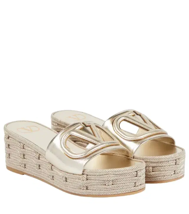 Valentino Garavani VLogo Signature metallic leather slides