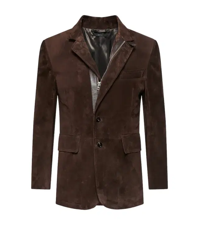 Tom Ford Leather-trimmed suede blazer
