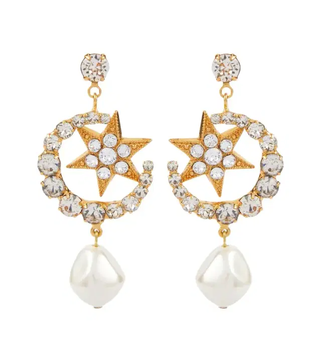 Jennifer Behr Kepler embellished gold-plated drop earrings