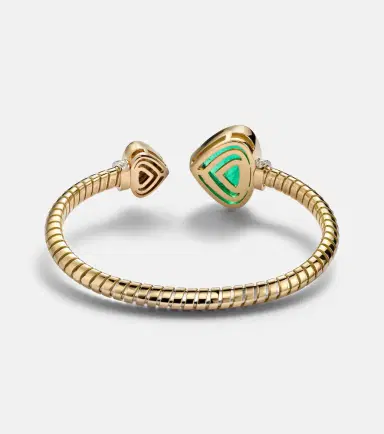 Marina B Trisolina 18kt gold cuff bracelet with emerald and diamonds | Thumbnail 2 Marina B Trisolina 18kt gold cuff bracelet with emerald and diamonds | Thumbnail 2