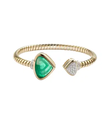 Marina B Trisolina 18kt gold cuff bracelet with emerald and diamonds | Thumbnail 1 Marina B Trisolina 18kt gold cuff bracelet with emerald and diamonds | Thumbnail 1