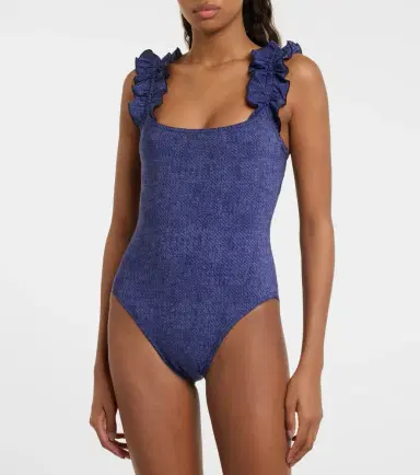 Karla Colletto Nori ruffled denim swimsuit | Thumbnail 2