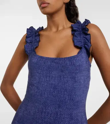 Karla Colletto Nori ruffled denim swimsuit | Thumbnail 3