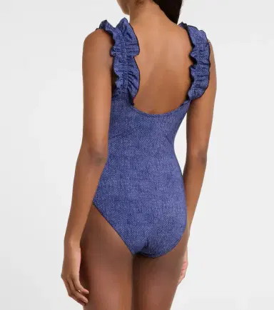 Karla Colletto Nori ruffled denim swimsuit | Thumbnail 4