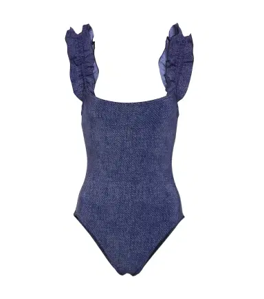 Karla Colletto Nori ruffled denim swimsuit | Thumbnail 1
