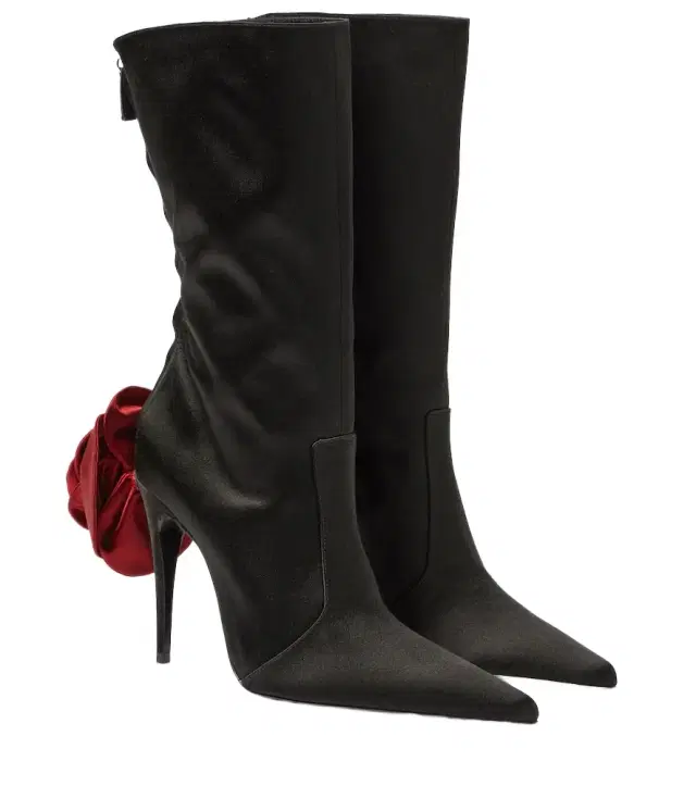 Magda Butrym Floral-appliqué satin sock boots