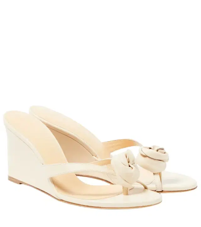 Magda Butrym Floral-appliqué leather wedge sandals