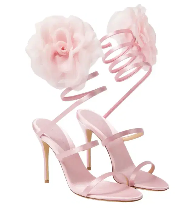 Magda Butrym Floral-appliqué satin sandals