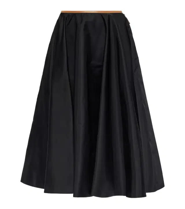 Re-Nylon leather-trimmed midi skirt
