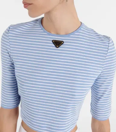 Prada Logo cotton-blend crop top | Thumbnail 3