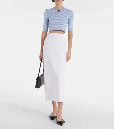 Prada Logo cotton-blend crop top | Thumbnail 4