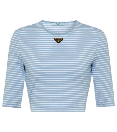 Prada Logo cotton-blend crop top | Thumbnail 1