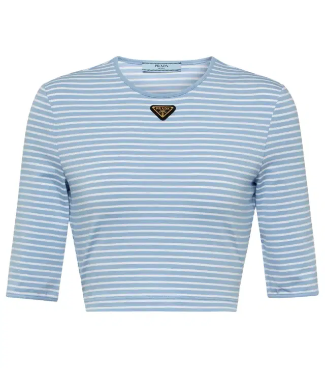 Logo cotton-blend crop top