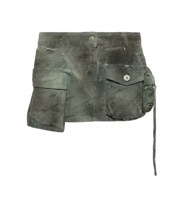 The Attico Low-rise cargo denim miniskirt