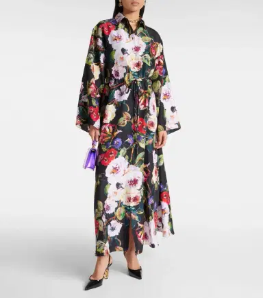 Dolce & Gabbana Floral silk satin shirt dress | Thumbnail 2