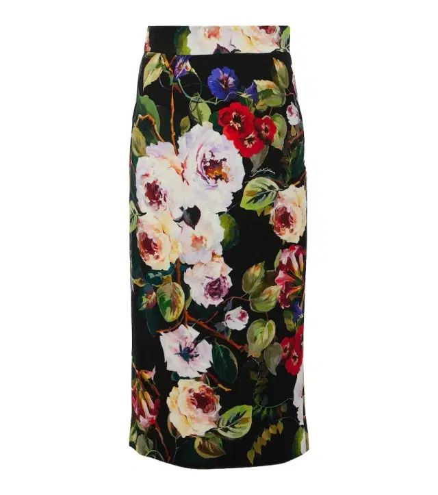 Dolce & Gabbana Rose Garden charmeuse midi skirt