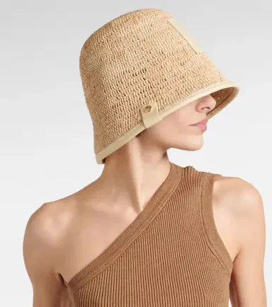 Jacquemus Le Bob Soli logo raffia bucket hat | Thumbnail 4