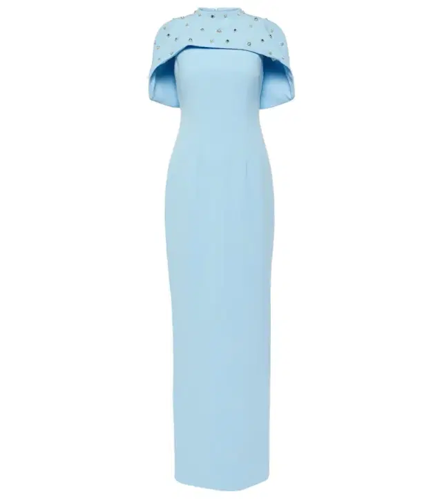 Safiyaa Crystal-embellished caped gown
