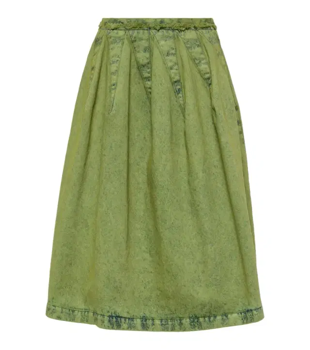 Marni Pleated denim midi skirt
