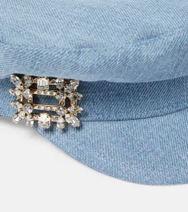 Roger Vivier Broche Vivier denim flat cap | Thumbnail 2