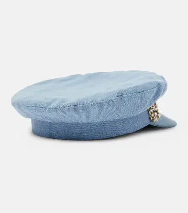 Roger Vivier Broche Vivier denim flat cap | Thumbnail 3