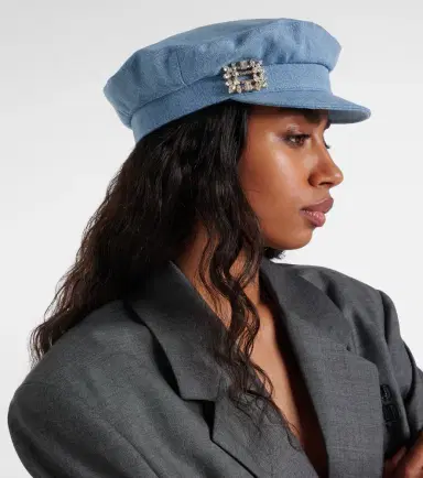 Roger Vivier Broche Vivier denim flat cap | Thumbnail 5